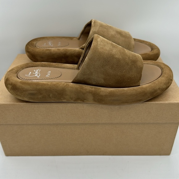 Christian Louboutin Holysummer Tan Suede Platform Sandals Size 42 EU / 12 US NIB - Picture 5 of 11